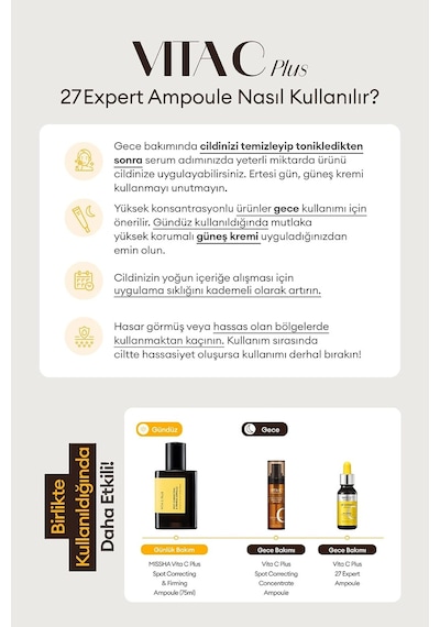 Vita C Plus 27 Expert Ampoule%27 Saf C Vitamini İçerikli Leke Karşıtı Aydınlatıcı Serum 17g, 8376