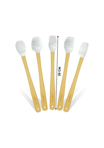Indigo 5'li Gri Mermer Bambu Silikon Spatula Seti Uzun 26 Cm Diğer