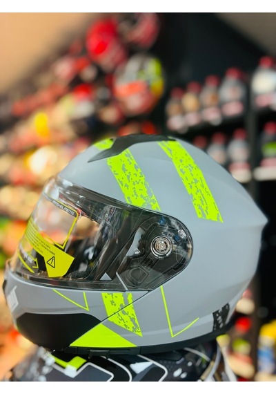 Mts 966 Tu61 Çene Açılır Güneş Vizörlü Motosiklet Kaskı Kapalı Gri- Neon Gri