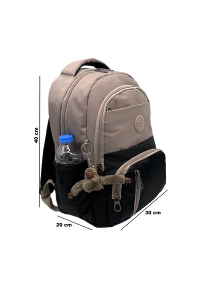 İlk Okul Çantası 3'lü Seti Unisex Çocuk İlkokul Çantası Gry-8010 Vizon-siyah Kahverengi
