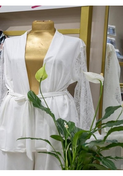 Ece's Design Lüks İpeksi Saten Dantelli Ortiş Tüylü Kadın Pijama Takımı 2 Parça W2012 Beyaz Ece's Design Lüks İpeksi Saten Dantelli Ortiş Tüylü Kadın Pijama Takımı 2 Parça W2012 Beyaz