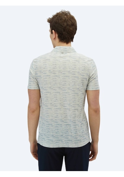 Kip Taş Baskılı Polo Yaka Pamuk Karışımlı T-shirt Taş