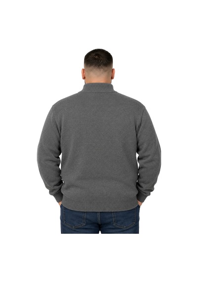 Battalmoda Erkek Büyük Beden Füme Hattush Fermuarlı Dik Yaka Triko Kazak 3xl-4xl-5xl-6xl