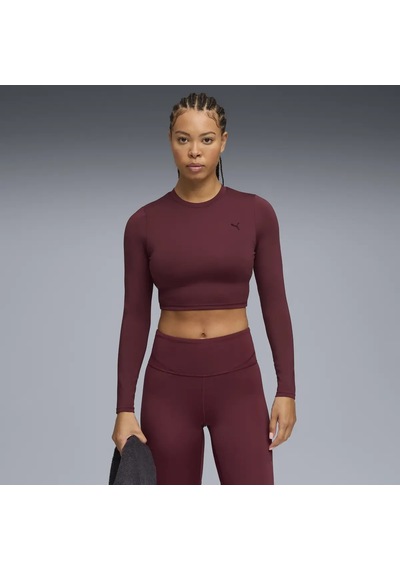 Puma W Puma Shape Cropped Ls Bordo Kadın Antrenman T-shirt