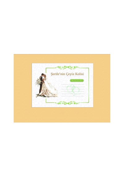 20 Adet Kişiye Özel Gelin Çeyizi Koli Etiketi Yapışkanlı Sticker A4 Kutu, Bohça, Koli Etiketi