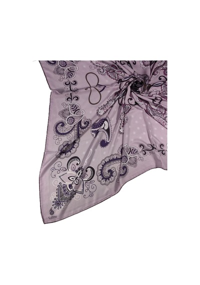 Mim Eşarp Mısırlı Eşarpları Mısırlı Eşarp Alize Krep Etnik Desenli Eşarp 140x140 Cm Gri - Mor