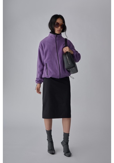 Suud Collection Mor Anu Oversize Fermuarlı Polar Hırka