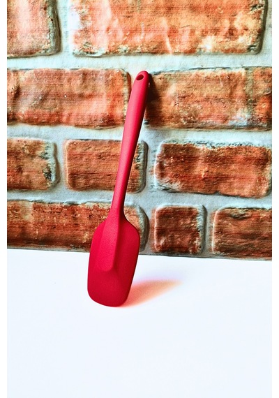Silikon Sert Düz Spatula - Kırmızı Renk- 27 Cm - 1 Adet Kırmızı