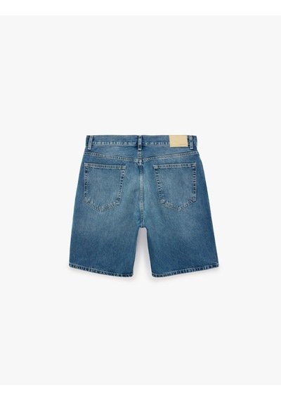 Koton Pamuklu Cepli Bermuda Straight Fit Jean Şort Açık İndigo 6sam40328nd
