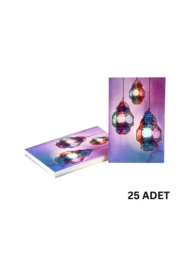 Ramazan Fener Temalı Hediye Ve Tebrik Kartı, Ambalaj Ve Paketleme Etiketi, 6x8 Cm, 25 Adet