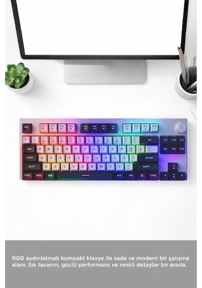 Kablolu Klavye Rgb Işıklı Sessiz Q Klavye Tk12