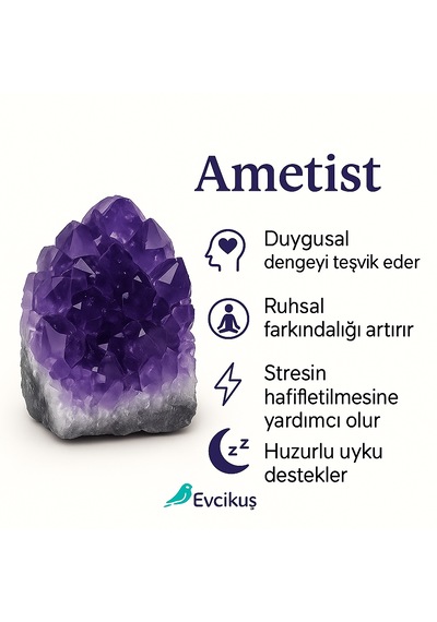 Ametist Ham Taş Kolye Doğal Ametist Taşı Kolye Enerji Taşı Kolyesi Mor