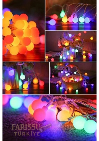 3 Metre 24 Led Rgb Renkli Top Işık Zinciri Dekoratif Yılbaşı Ve Oda Süsleme