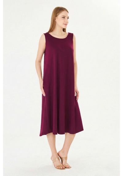 Sortie Collection Basic Kolsuz Modal Cepli Çan Elbise Bordo