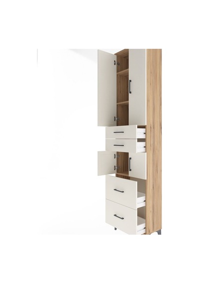 Arges Dolap 4 Raflı 4 Çekmeceli 4 Kapaklı 60x30x243 Çam-aytaşı Çam