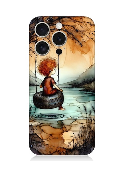 Apple Uyumlu iPhone 15 Pro Max Yalnız Çocuk Desenli Silikon Kılıf Silikon