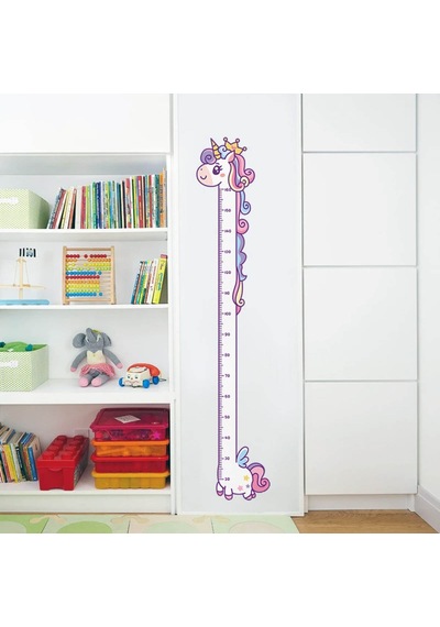 CajuArt Sevimli Unicorn Ahşap Kaliteli Çocuk Odası Boy Ölçer Dekor