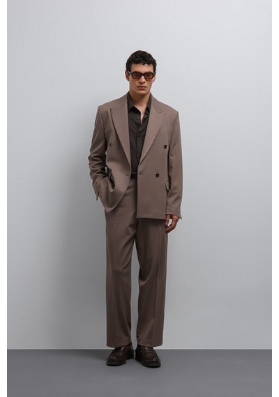 Antioch Relax Fit Kruvaze Erkek Blazer Ceket Vizon