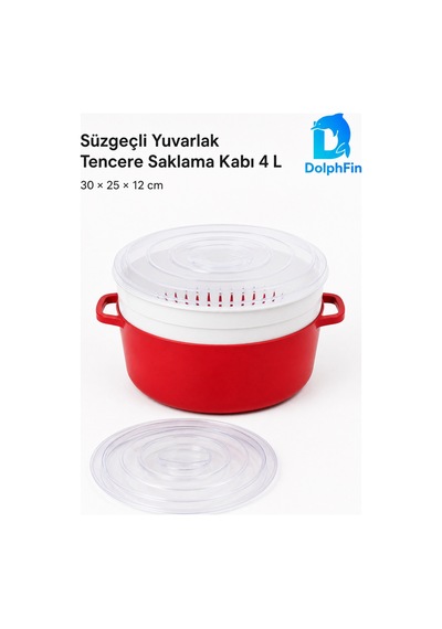 Süzgeçli Yuvarlak Saklama Kabı 4 L Kırmızı Ak 778
