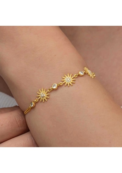 Gümüş Gold Güneş Kadın Bileklik Çok Renkli