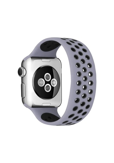 Newface Apple Watch 38mm Ayarlı Delikli Silikon Kordon - Gri-siyah Diğer