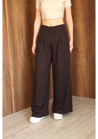 Ozy Fashion Kadın Modal Kumaş Yüksek Bel Pileli Geniş Paça Cepli Eşofman Altı Koyu Kahverengi Ozy Fashion Kadın Modal Kumaş Yüksek Bel Pileli Geniş Paça Cepli Eşofman Altı Koyu Kahverengi