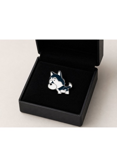 Sevimli Husky Köpek Figürlü Metal Rozet Çanta Kıyafet İçin Şık Aksesuar Gri