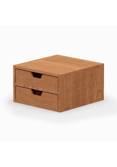 Desna İki Katlı İki Çekmeceli Dolap - Kiraz 18 Cm Uzunluk X 19 Cm Derinlik X 10.8 Cm Woodsaka Doğal Ahşap