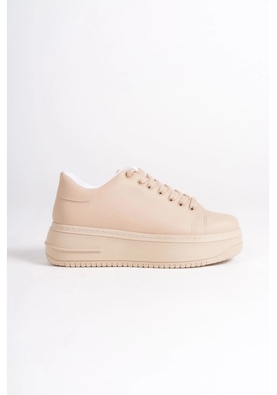 Mevese Sofia Bağcıklı Rahat Taban Kadın Casual Sneaker Ayakkabı - Ten