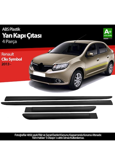 S-dizayn Renault Clio Symbol Abs Plastik Yan Kapı Koruma Çıtası 2012-2019 A+ Kalite