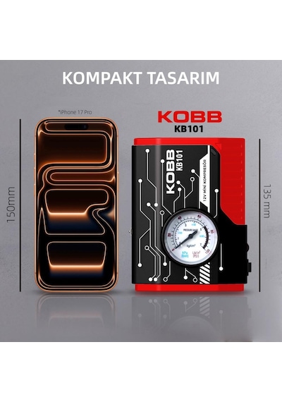 Kobb Kb101 12volt 100 Psı Analog Göstergeli Lastik Şişirme Hava Pompası