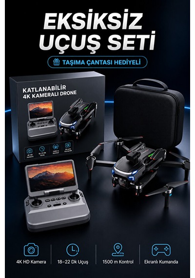 Premium M9 Plus 4k Hd Kameralı Katlanabilir Drone, Ekranlı Kumandalı, 5g Wi-fi Fpv Görüntü, Optik Akış