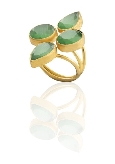 Kadir Jewellery 22 Ayar Altın Kaplama Zirkon Taşlı Kadın Vintage Yüzük Yeşil 94826632