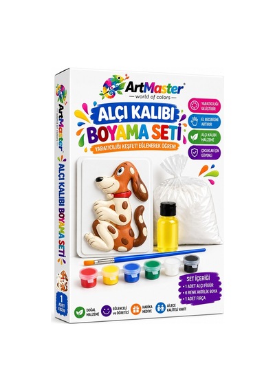 Alçı Kalıbı Boyama Seti K01 1 Paket Alçı Tozu Yağ 6 Renk Boya Fırça İş Eğitimi Seramik Okul Sınıf Resim