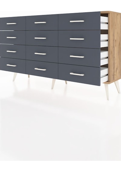Arges Konsol 12 Çekmeceli 132x30x83 Çam-çam/antrasit Çam/antrasit Arges Konsol 12 Çekmeceli 132x30x83 Çam-çam/antrasit Çam/antrasit