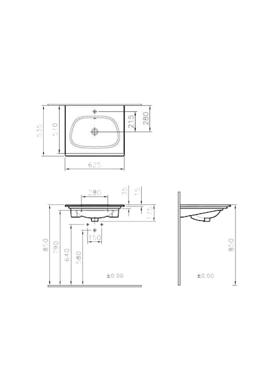 VitrA Frame 5707B403-0001 Etajerli Lavabo. 65CM. Beyaz