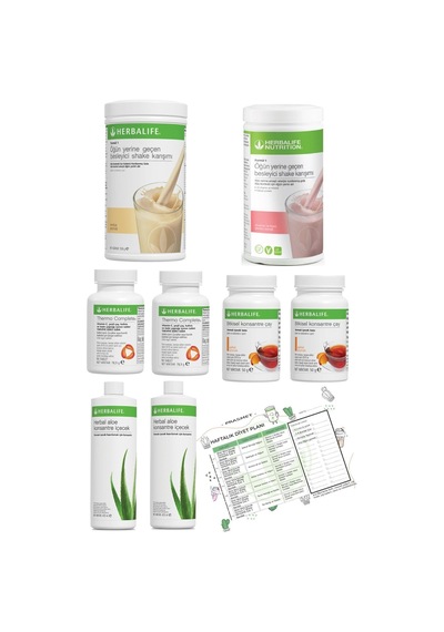 Herbalife 2'li Eko Set Vanilya+ahududu Shake + 2 Şeftali Çay + 2 Thermo + 2 Aloe Vera 33659874136563