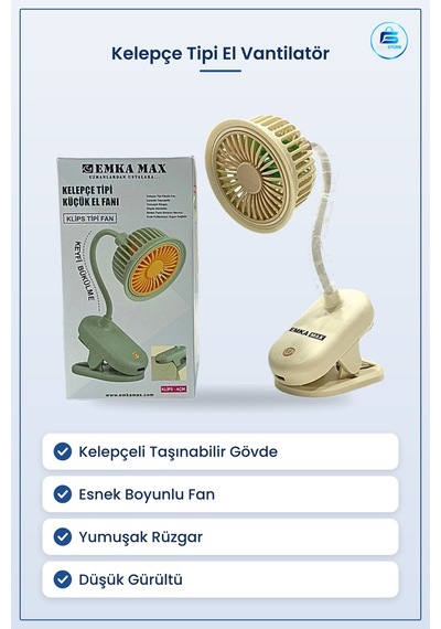 Kelepçe Tipi Küçük El Vantilatör Taşınabilir Esnek Boyunlu Klipsl