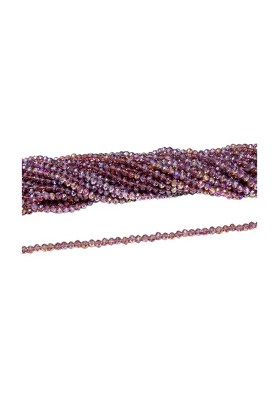 4 Mm Açık Mürdüm Basık Kristal Cam Boncuk 1 Dizi - 110 Adet