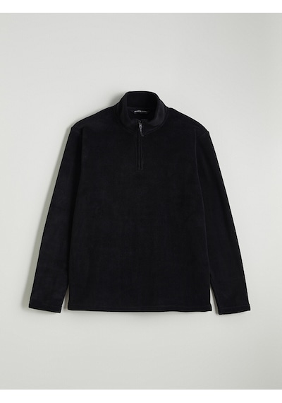 Lcwaıkıkı Classic Siyah Dik Yaka Polar Erkek Sweatshirt