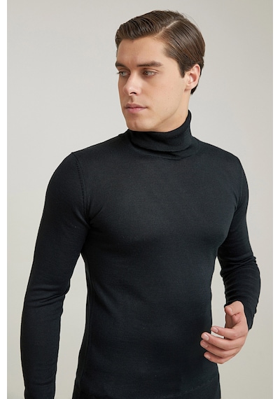 D's Damat Ds Damat Regular Fit Siyah Düz Örgü Kazak 5hf0606320071 001
