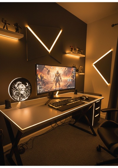 Valorant Jett Ajan Halka Led Işıklı Masa Gece Lambası Gamer Oyun Odası Dekor Hediye Adaptör Dahil Beyaz