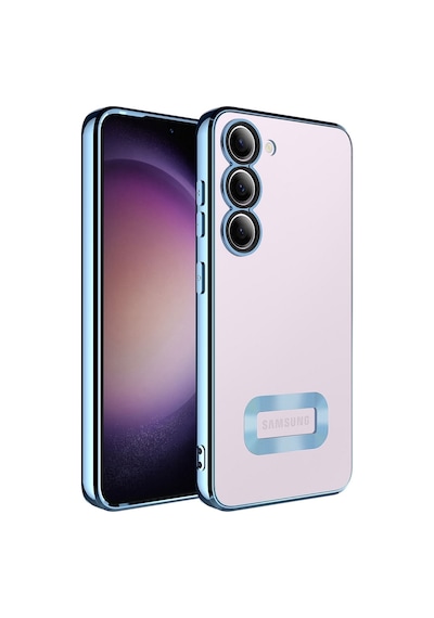 Samsung Galaxy Uyumlu S23 Plus Yanları Renkli Lens Korumalı Logo Gösteren Luxury Silikon Kapak - Siyah