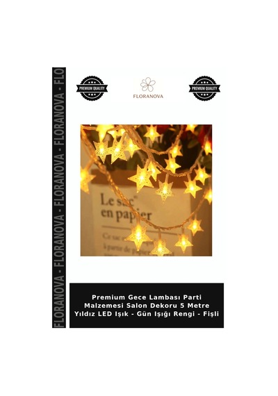 Premium Gece Lambası Parti Malzemesi Salon Dekoru 5 Metre Yıldız Led Işık - Gün Işığı Rengi - Fişli Çok Renkli