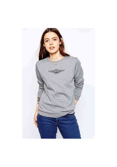 Nasa Logo Baskılı Gri Kadın Sweatshirt