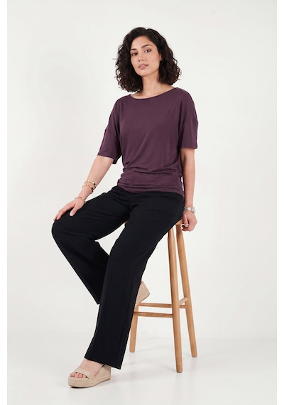Lela Standart Fit Drape Detaylı Yarasa Kol T Shirt Bayan T Shirt 5866962 Mürdüm Lela Standart Fit Drape Detaylı Yarasa Kol T Shirt Bayan T Shirt 5866962 Mürdüm