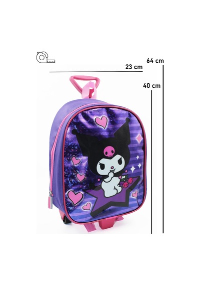Parlak Kuromi Çekçekli Anaokulu Çantası - Çocuk Çanta - Kreş Çantası - Kuromi Çanta Mor
