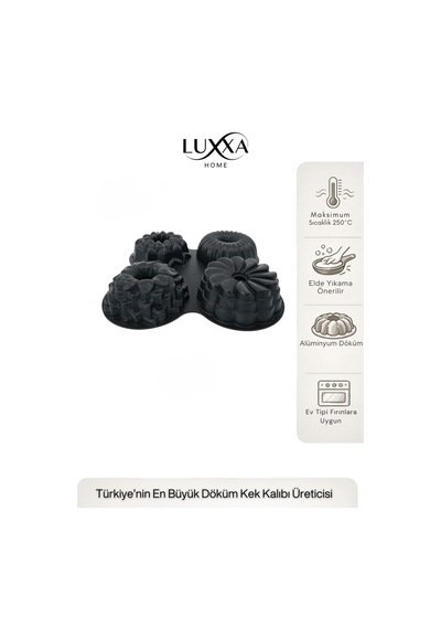 Viona 4'lü Muffin Döküm Kek Kalıbı Siyah Siyah