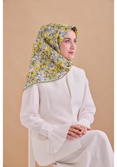 Silk Home Twill İpek Eşarp 11477-12 Ekru, Asit Yeşili, Gri, Mavi, Yeşil