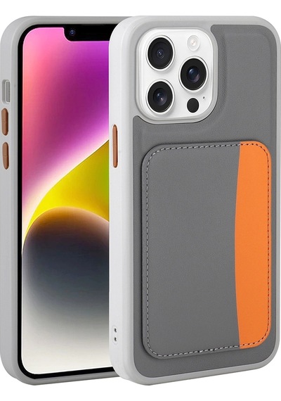Apple Uyumlu iPad iPhone 16 Pro Max Kılıf Kartlıklı Zore X-kart Silikon Kapak Koyu Gri
